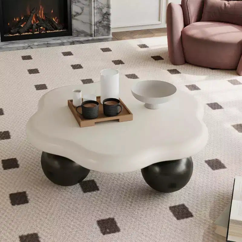 Tavolino da Caffè Moderno a Forma di Nuvola, Tavolino Minimalista con Gambe Sferiche, Tavolino Piccolo per Soggiorno o Appartamento-Panipeachy