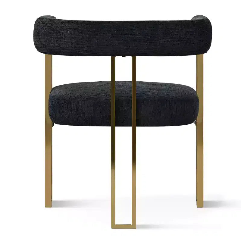 Set da pranzo estensibile 47-83 per 6 persone, tavolo nero e poltrone in ciniglia con gambe in metallo dorato, perfetto per spazi pranzo moderni-Panipeachy