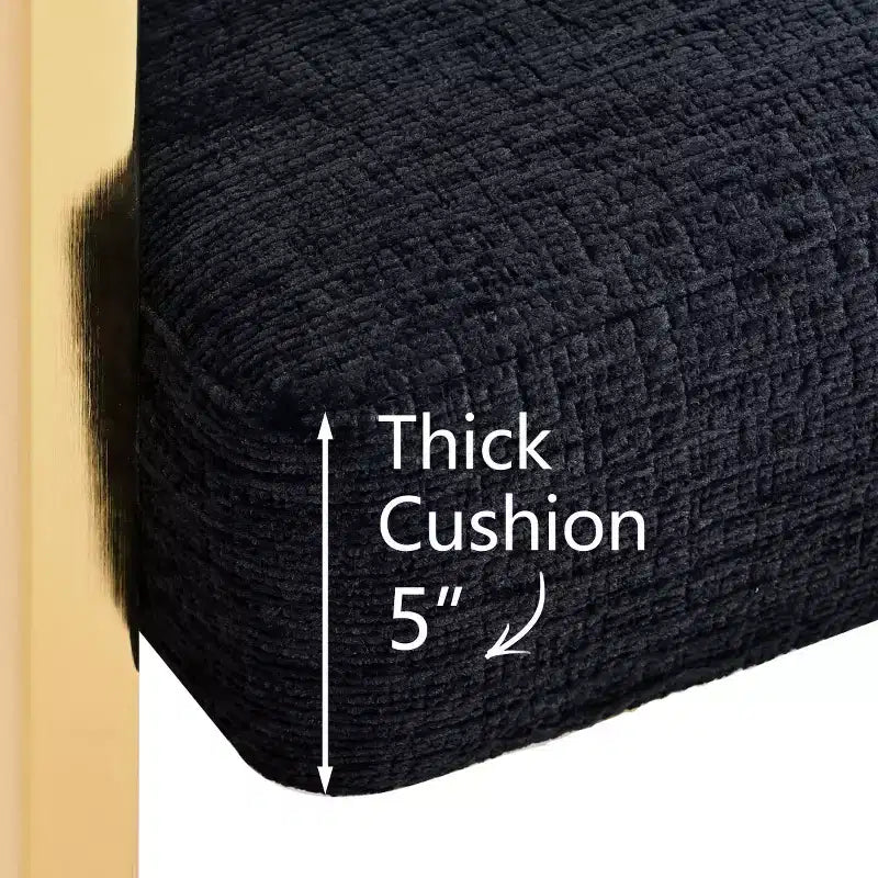 Set da pranzo estensibile 47-83 per 6 persone, tavolo nero e poltrone in ciniglia con gambe in metallo dorato, perfetto per spazi pranzo moderni-Panipeachy