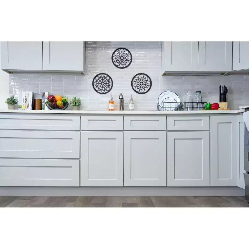 CASAINC Mobiletto base per cucina Shaker 24 L x 18 A x 12 P, telaio in legno massello, vernice a base d'acqua a basso contenuto di VOC, chiusura ammortizzata, RTA, grigio tortora