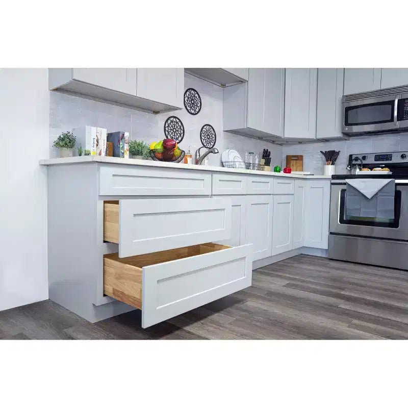 CASAINC Mobiletto base per cucina Shaker 24 L x 18 A x 12 P, telaio in legno massello, vernice a base d'acqua a basso contenuto di VOC, chiusura ammortizzata, RTA, grigio tortora