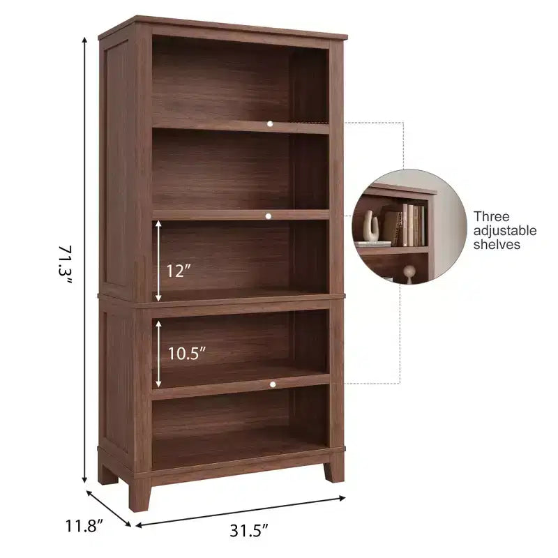 Libreria da fattoria alta 180 cm con ripiani regolabili, libreria alta in legno a 5 ripiani con gambe robuste, per soggiorno, ufficio, camera da letto