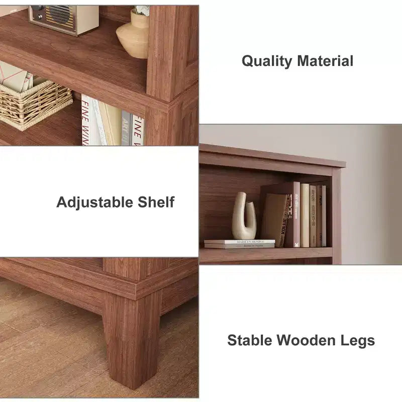 Libreria da fattoria alta 180 cm con ripiani regolabili, libreria alta in legno a 5 ripiani con gambe robuste, per soggiorno, ufficio, camera da letto