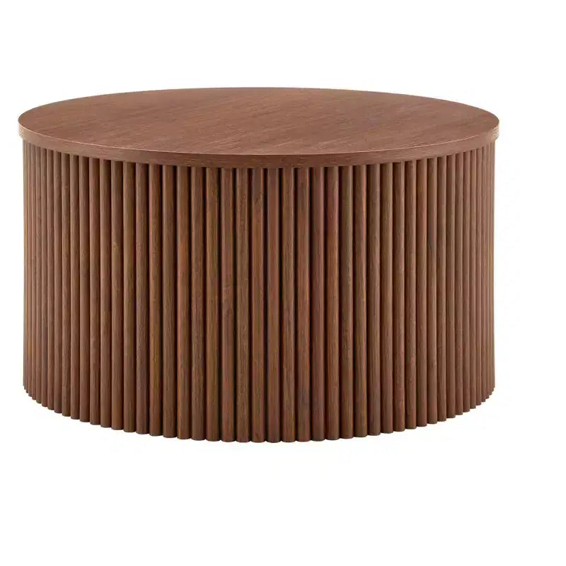 Set di 2 tavolini da caffè sovrapponibili con design a colonna romana e contenitore nascosto, finitura effetto legno per soggiorno