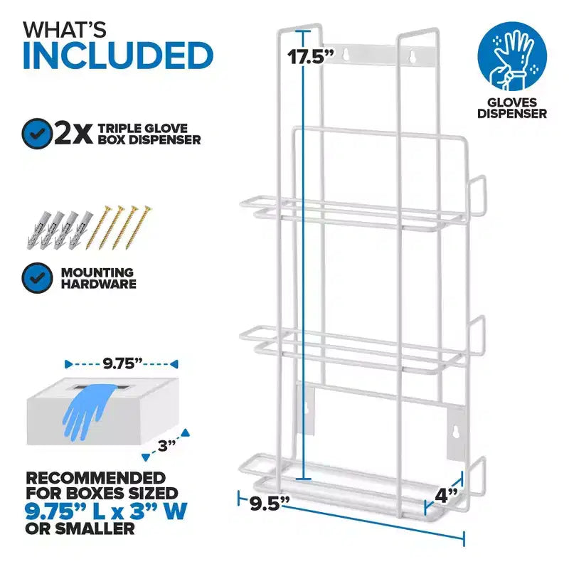 Stock Your Home Dispenser Triplo per Guanti - Bianco (Confezione da 10)