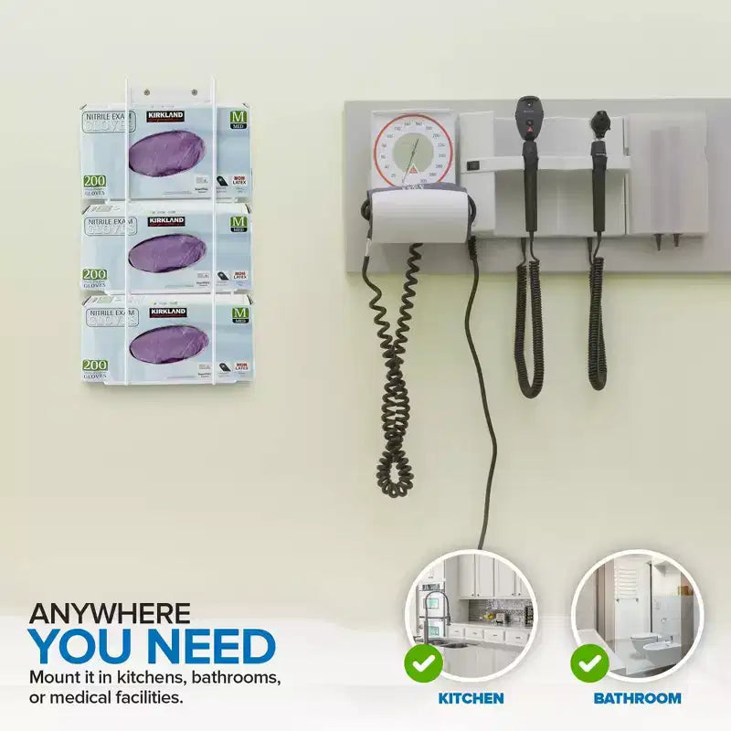 Stock Your Home Dispenser Triplo per Guanti - Bianco (Confezione da 10)