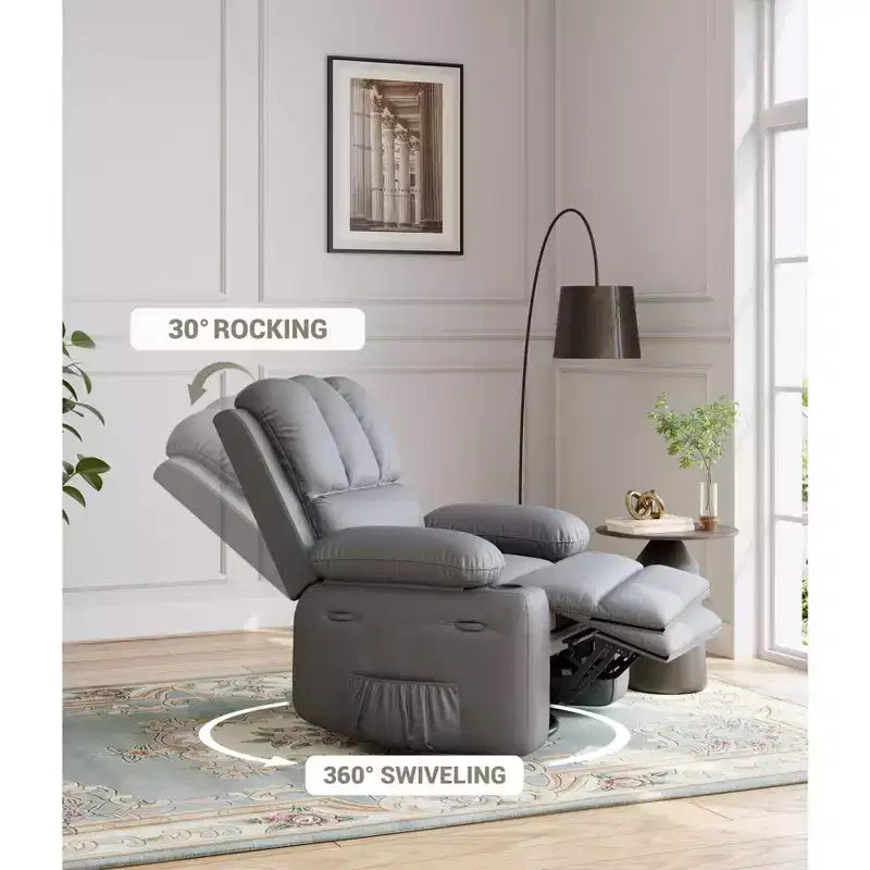 Eleganti Poltrone Reclinabili Manuali Classiche in Pelle, Sedute Home Theater con Supporto Lombare e Braccioli, Comode Poltrone Reclinabili per Soggiorno