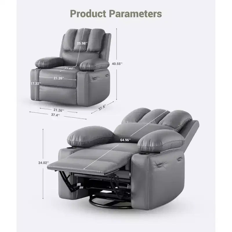 Eleganti Poltrone Reclinabili Manuali Classiche in Pelle, Sedute Home Theater con Supporto Lombare e Braccioli, Comode Poltrone Reclinabili per Soggiorno
