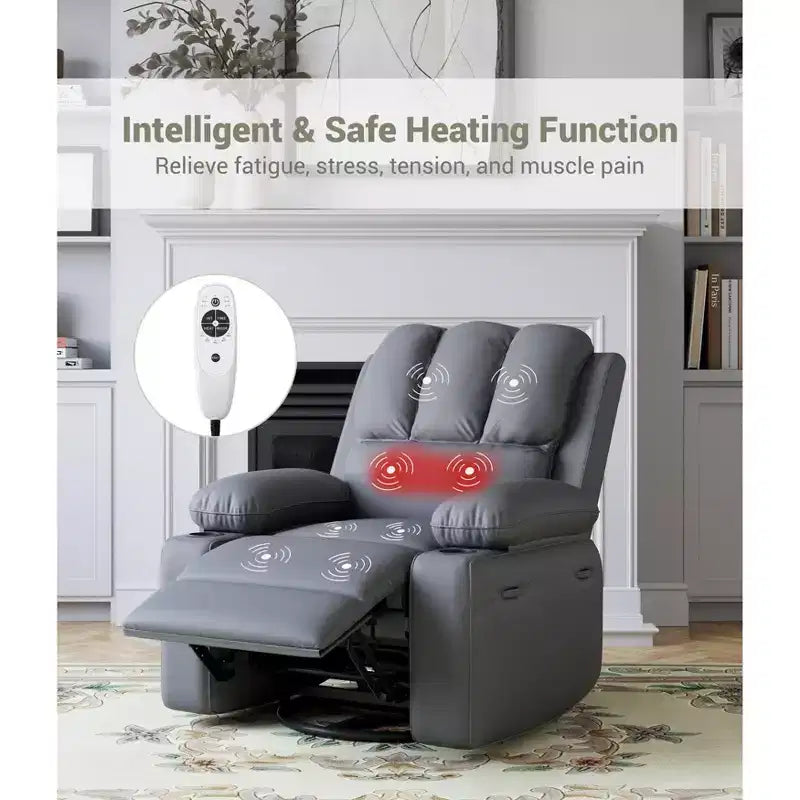 Eleganti Poltrone Reclinabili Manuali Classiche in Pelle, Sedute Home Theater con Supporto Lombare e Braccioli, Comode Poltrone Reclinabili per Soggiorno