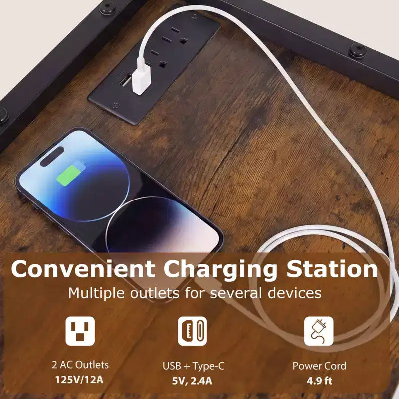Mobile bar angolare Costway con luci LED e stazione di ricarica, porta bicchieri, ripiani aperti