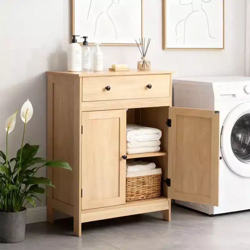 Mobile bagno in rovere con 2 ante e 1 cassetto