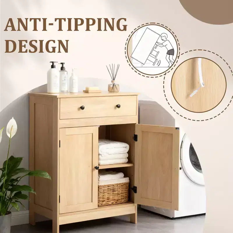 Mobile bagno in rovere con 2 ante e 1 cassetto