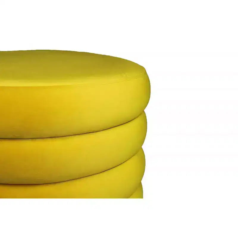HomeRoots Pouf/Ottoman rotondo "Cocktail" trapuntato in velluto giallo, 21 pollici