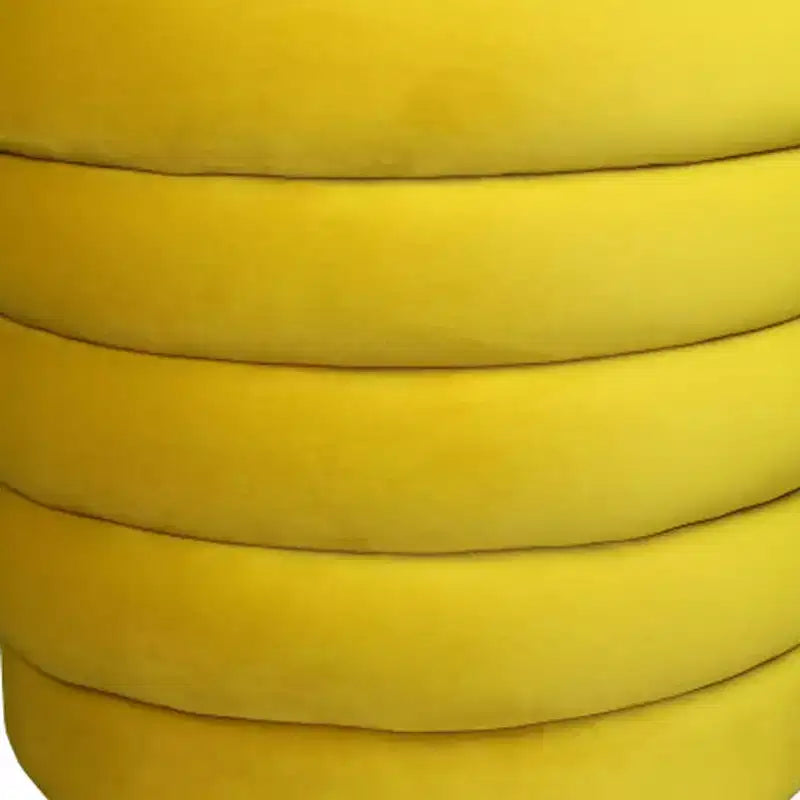 HomeRoots Pouf/Ottoman rotondo "Cocktail" trapuntato in velluto giallo, 21 pollici
