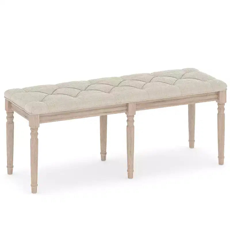 Costway 1/2 PCS 47.5 End of Bed Bench w/ Tufted Decoration & Antiqued Legs for Living Room