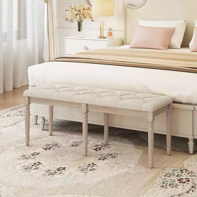 Costway Pancha fondoletto 1/2 pz 47,5 con decorazioni trapuntate e gambe anticato per soggiorno
