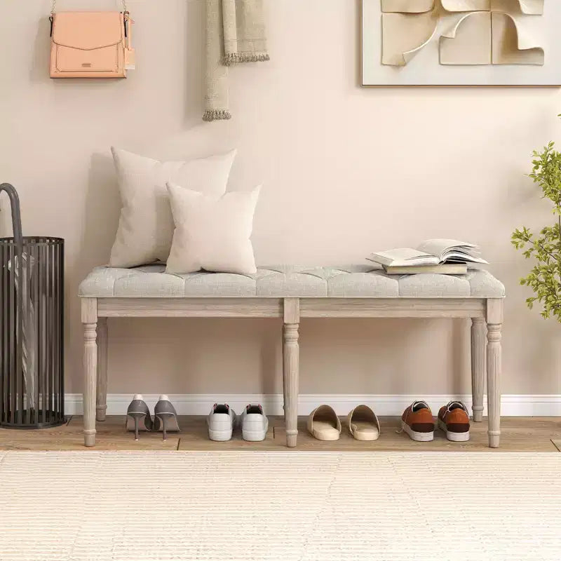 Costway Pancha fondoletto 1/2 pz 47,5 con decorazioni trapuntate e gambe anticato per soggiorno