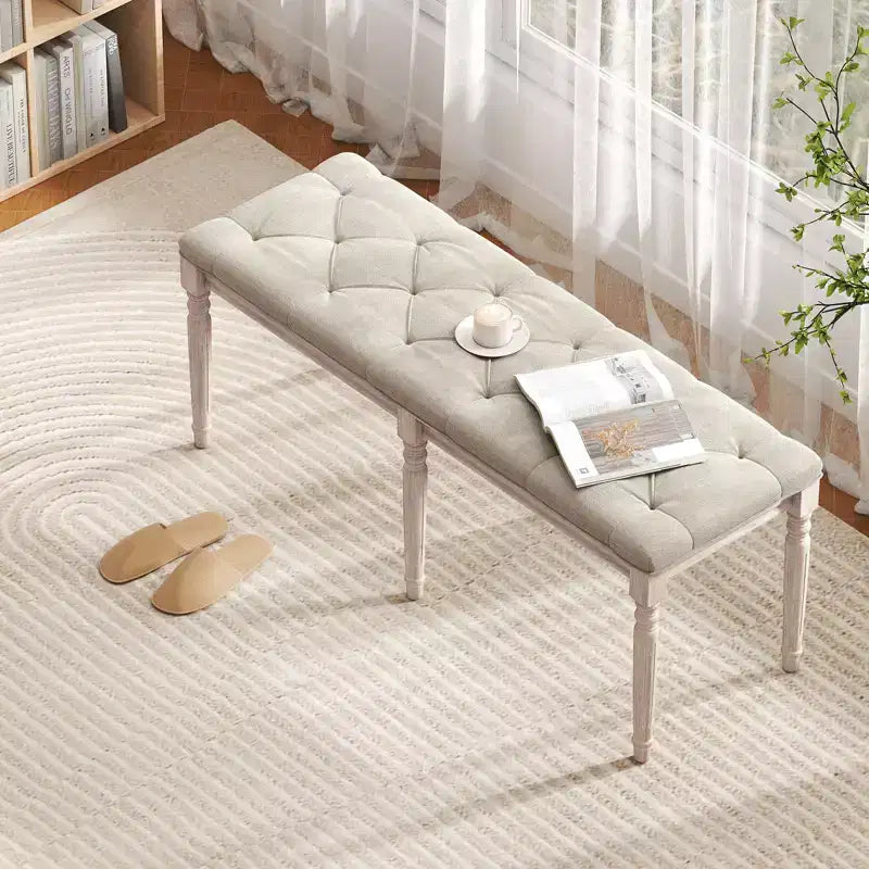 Costway Pancha fondoletto 1/2 pz 47,5 con decorazioni trapuntate e gambe anticato per soggiorno