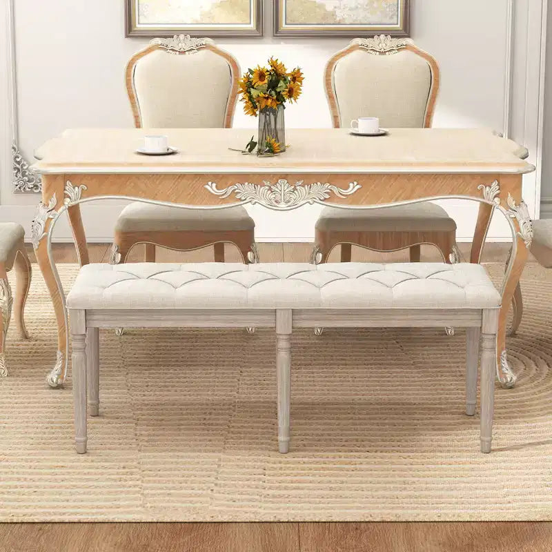 Costway Pancha fondoletto 1/2 pz 47,5 con decorazioni trapuntate e gambe anticato per soggiorno