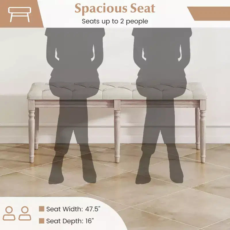 Costway Pancha fondoletto 1/2 pz 47,5 con decorazioni trapuntate e gambe anticato per soggiorno