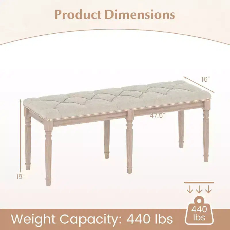 Costway Pancha fondoletto 1/2 pz 47,5 con decorazioni trapuntate e gambe anticato per soggiorno