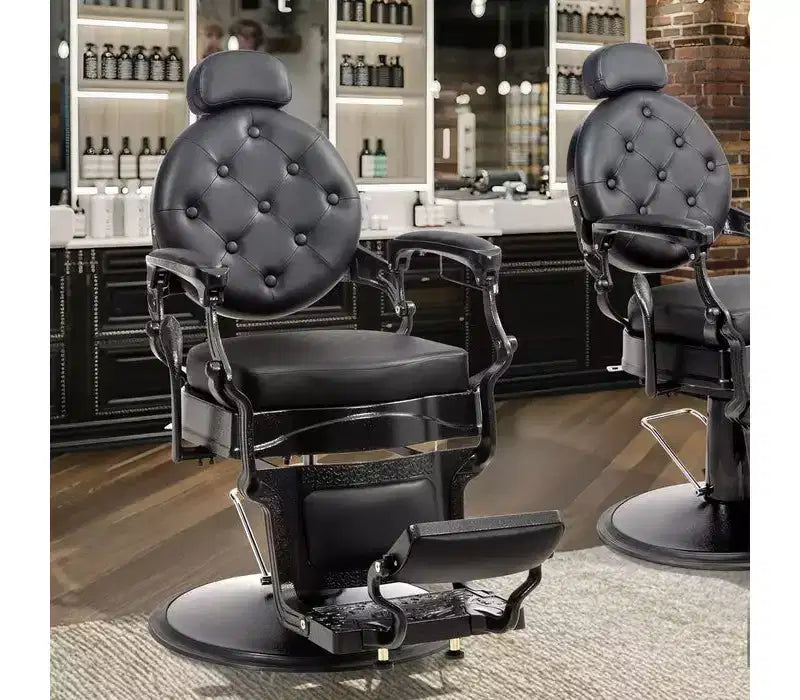 Karl Home Black with Black Frame Retro Heavy Duty Hydraulic Recline Barber Chair