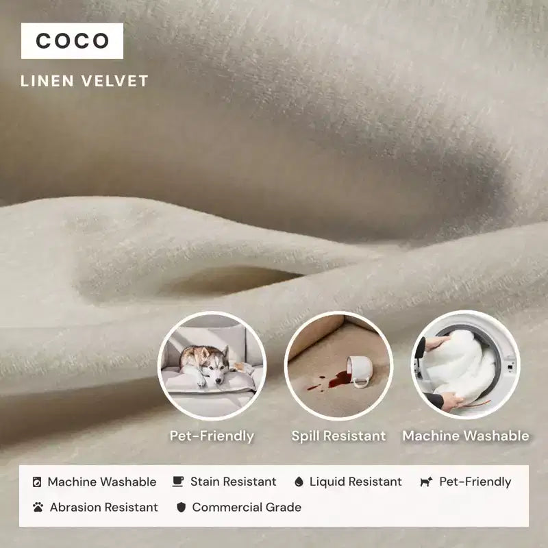 Divano Angolare Componibile Anabei Lavabile a 5 Posti con Elementi Terminali Aperti + Pouf | Seduta Memorix+ e Cuscino Contour