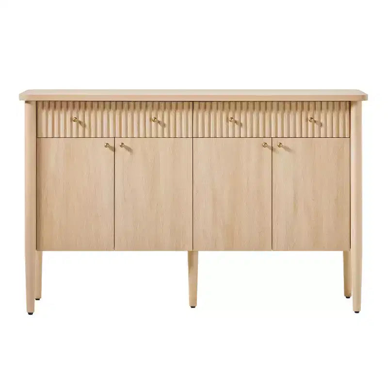 Credenza in legno scanalato moderno da 58" facile da montare con contenitore