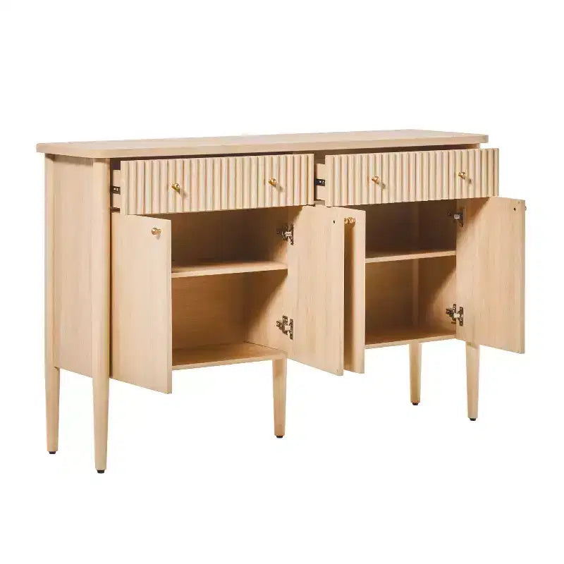 Credenza in legno scanalato moderno da 58" facile da montare con contenitore