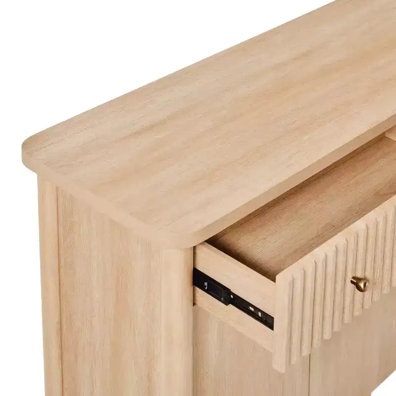 Credenza in legno scanalato moderno da 58" facile da montare con contenitore