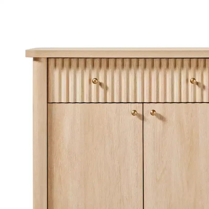 Credenza in legno scanalato moderno da 58" facile da montare con contenitore