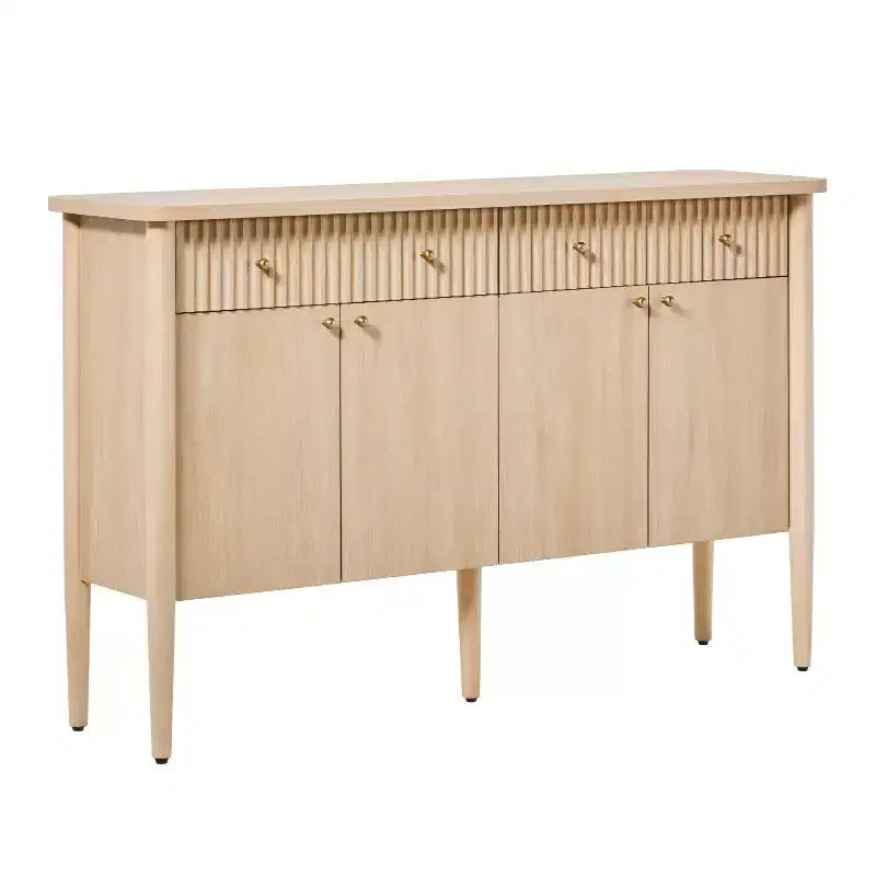 Credenza in legno scanalato moderno da 58" facile da montare con contenitore