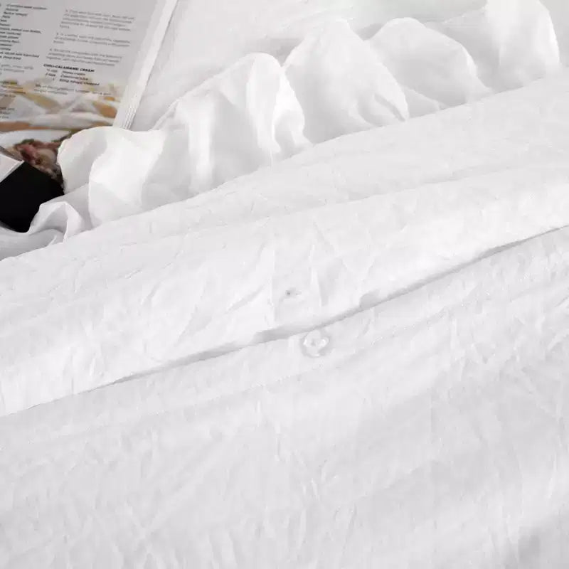 Completo copripiumino vintage con frange arruffate in morbida microfibra, biancheria da letto shabby chic stile rustico, 1 copripiumino e 2 federe – Misura (228 x 228 cm)