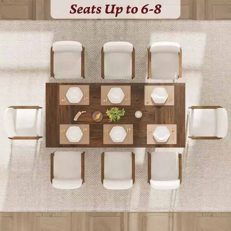 Tavolo da pranzo in legno da 71 pollici per 6-8 persone, tavolo da cucina rettangolare moderno stile coloniale con gambe in legno uniche, piano spesso, struttura robusta, per sala da pranzo
