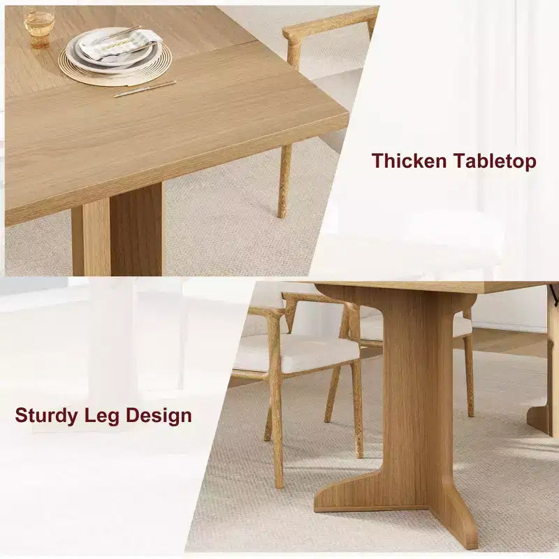 Tavolo da pranzo in legno da 71 pollici per 6-8 persone, tavolo da cucina rettangolare moderno stile coloniale con gambe in legno uniche, piano spesso, struttura robusta, per sala da pranzo
