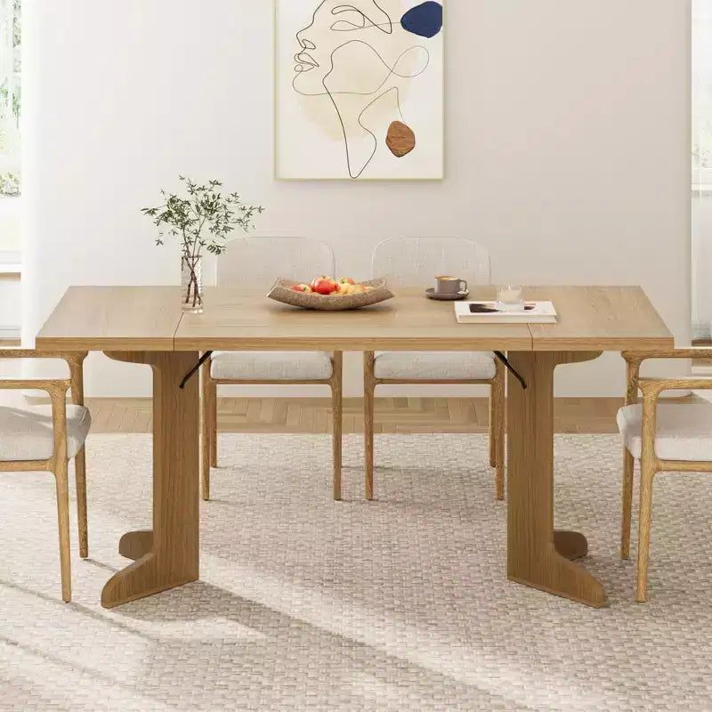 Tavolo da pranzo in legno da 71 pollici per 6-8 persone, tavolo da cucina rettangolare moderno stile coloniale con gambe in legno uniche, piano spesso, struttura robusta, per sala da pranzo