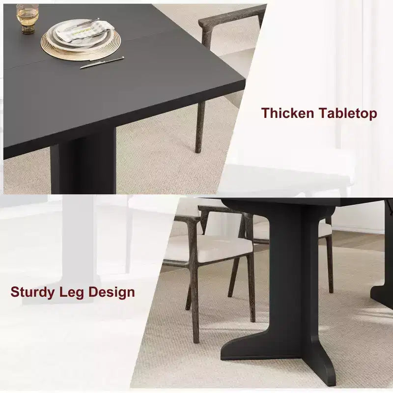 Tavolo da pranzo in legno da 71 pollici per 6-8 persone, tavolo da cucina rettangolare moderno stile coloniale con gambe in legno uniche, piano spesso, struttura robusta, per sala da pranzo
