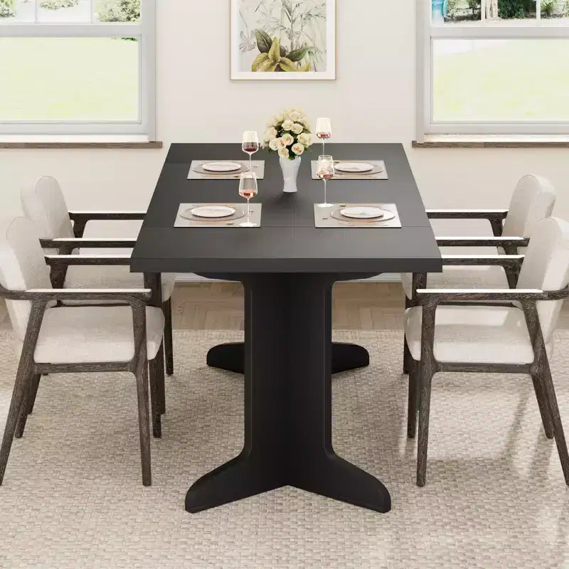 Tavolo da pranzo in legno da 71 pollici per 6-8 persone, tavolo da cucina rettangolare moderno stile coloniale con gambe in legno uniche, piano spesso, struttura robusta, per sala da pranzo