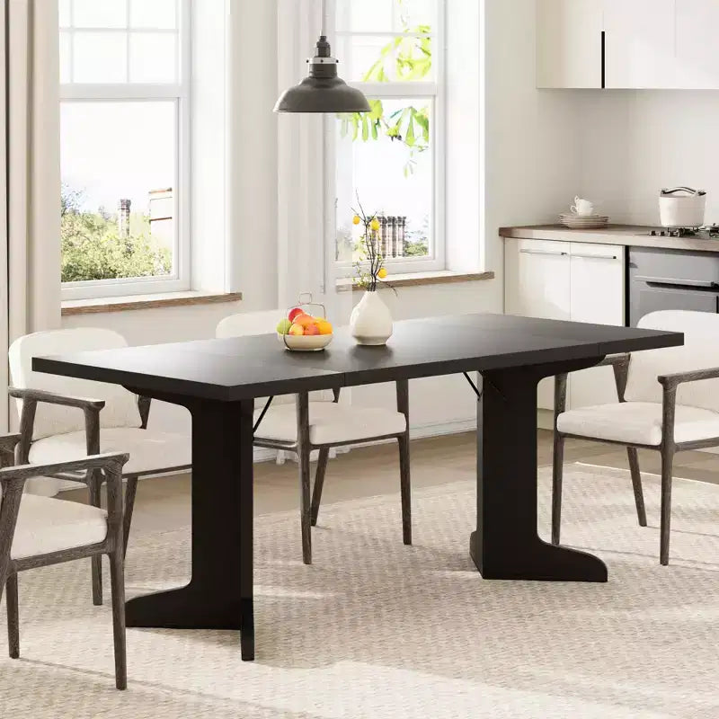 Tavolo da pranzo in legno da 71 pollici per 6-8 persone, tavolo da cucina rettangolare moderno stile coloniale con gambe in legno uniche, piano spesso, struttura robusta, per sala da pranzo