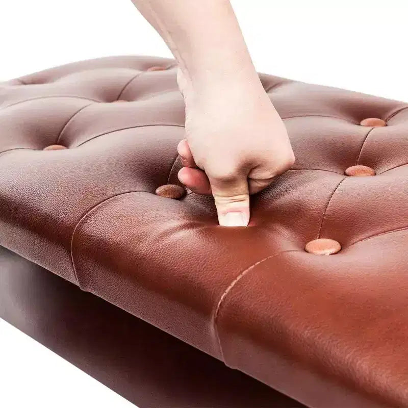 Panca da pianoforte marrone con coperchio apribile e vano portaoggetti