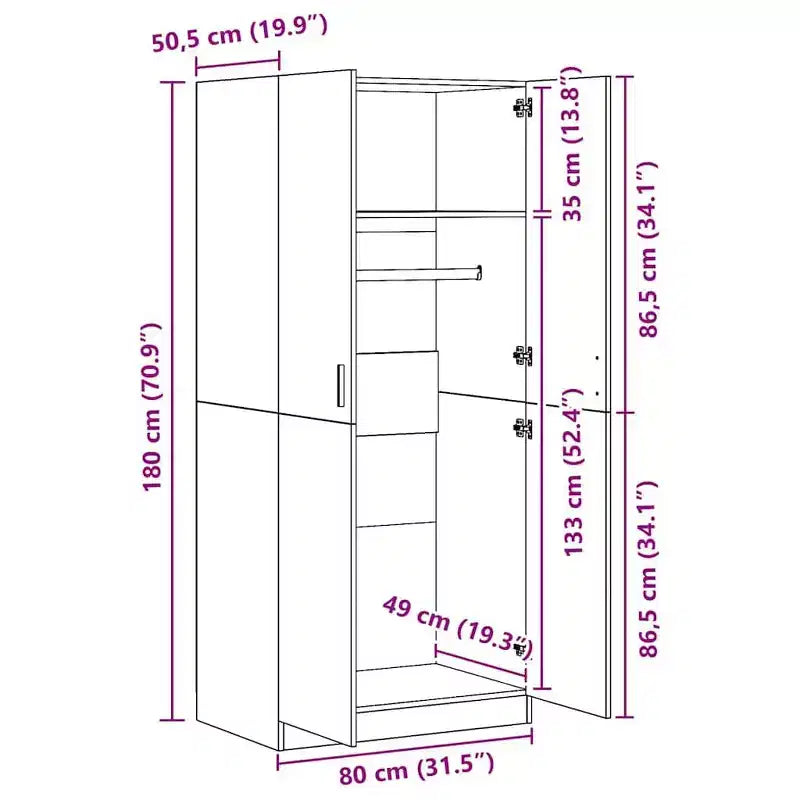 vidaXL Armadio rovere Sonoma Legno multistrato Armadio compatto