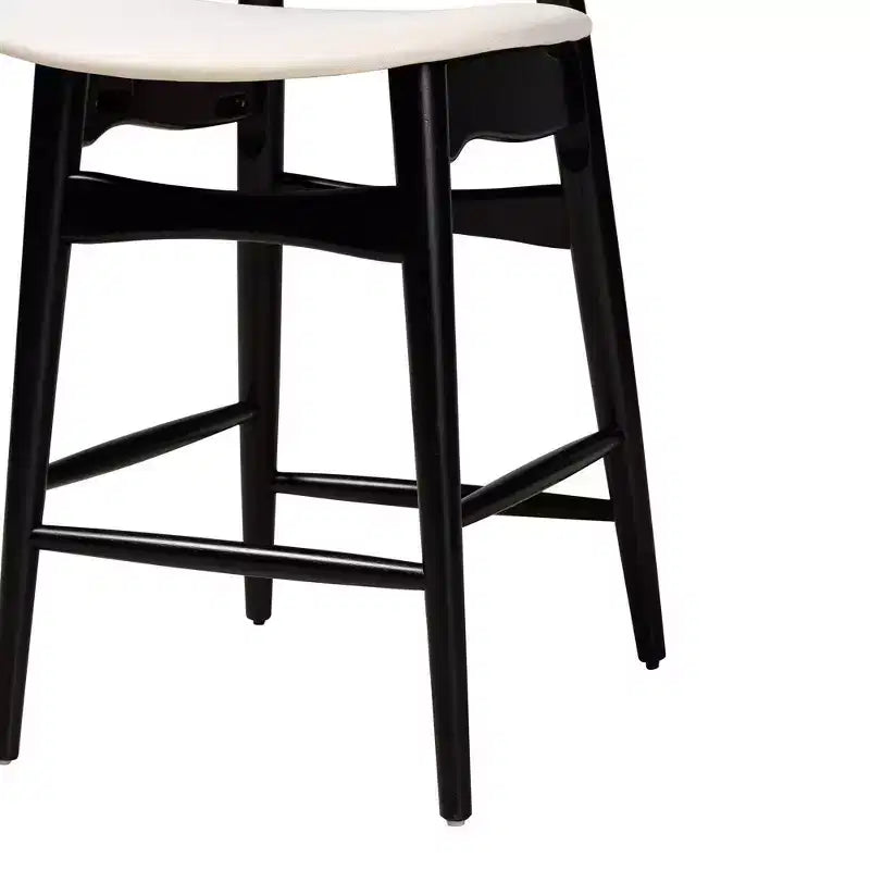 Sgabelli da Bar Altezza Bancone Baxton Studio 2pz Tarana in Tessuto e Legno Crema/Nero/Marrone Chiaro:Sgabelli da Cucina
