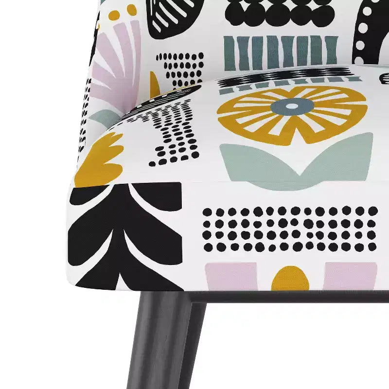 Skyline Furniture Sgabello da Bar Altezza Bancone Sherrie in Fantasia Botanica Helsinki Block Lavanda: Moderno Quadrato Imbottito, Struttura in Legno di Gomma
