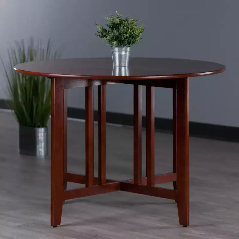 Tavolo da pranzo rotondo con doppie alette a scomparsa Alamo da 42" in legno/noce - Winsome