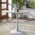 Tavolo da pranzo rotondo con piedistallo Buylateral Rho Faux Marble 35.5" tutto bianco