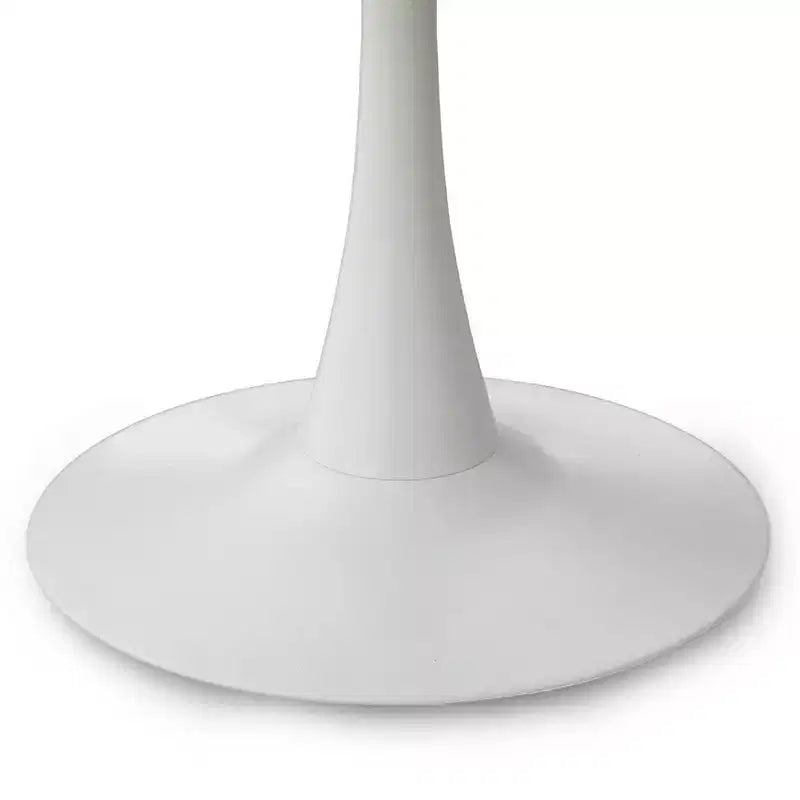 Tavolo da pranzo rotondo con piedistallo Buylateral Rho Faux Marble 35.5" tutto bianco