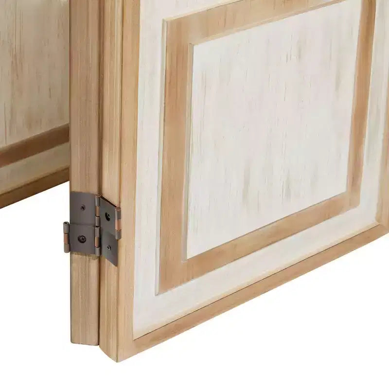 Paravento divisorio in legno bianco - Olivia & May: Elegante separé a 3 pannelli, nessun assemblaggio richiesto