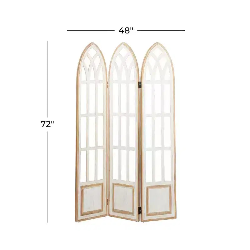 Paravento divisorio in legno bianco - Olivia & May: Elegante separé a 3 pannelli, nessun assemblaggio richiesto