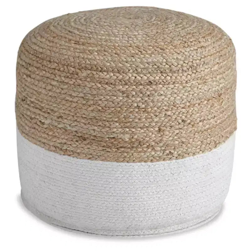 Pouf Sweed Valley Naturale/Bianco - Signature Design by Ashley: Intrecciato, Nessun Montaggio, Materiale Iuta