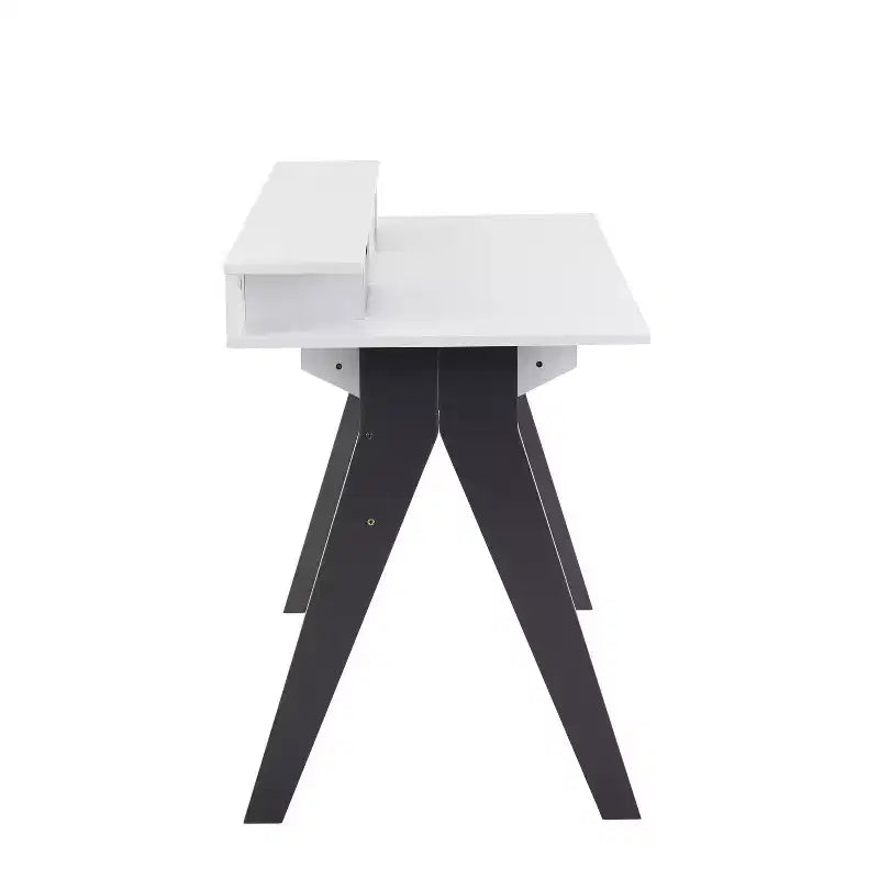 LumiSource Wishbone Scrivania Contemporanea in Legno Grigio/Bianco:: Postazione da Ufficio Moderno di Metà Secolo con Cassetto e Ripiano